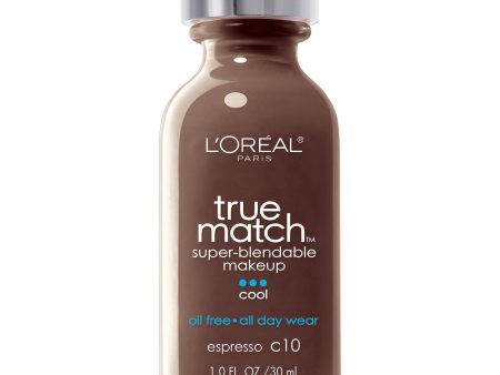 L Oreal Paris True Match Super-Blendable Foundation Makeup, Oil Free, Espresso C10, 1 fl. oz. on Sale