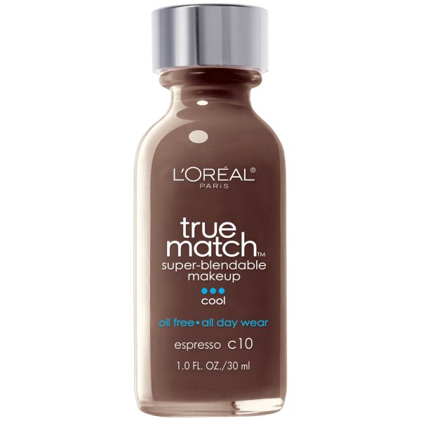 L Oreal Paris True Match Super-Blendable Foundation Makeup, Oil Free, Espresso C10, 1 fl. oz. on Sale