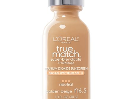 L Oreal Paris True Match Super-Blendable Foundation Makeup, SPF 17, Golden Beige, 1 fl. oz. For Sale