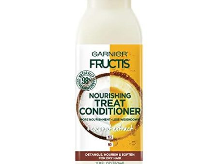 Garnier Fructis Nourishing Treat Conditioner, 98 Percent Naturally Derived Ingredients, Coconut, Nourish and Soften for Dry Hair, 11.8 fl. oz. Online Hot Sale