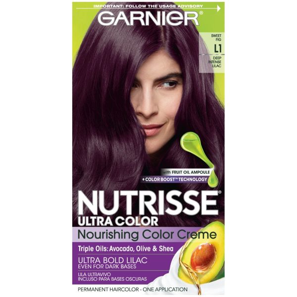 Garnier Nutrisse Ultra Color Nourishing Hair Color Creme, L1 Deep Intense Lilac, Sweet Fig, 1 kit Discount