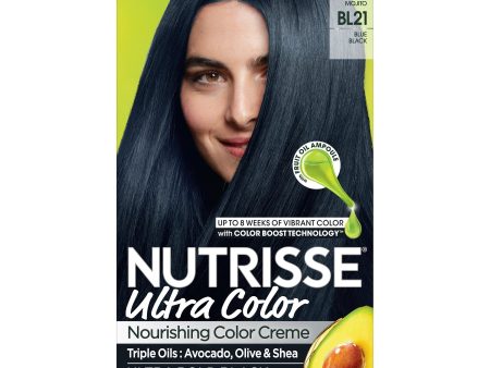 Garnier Nutrisse Ultra Color Nourishing Hair Color Creme, BL21 Blue Black, 1 kit Fashion