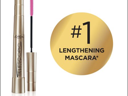 L Oreal Paris Telescopic Original Washable Intense Lengthening Mascara, Blackest Black, 2 count For Sale