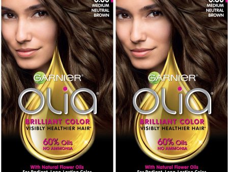 Garnier Olia Oil Powered Permanent Hair Color, 5.03 Medium Neutral Brown, 2 count Supply