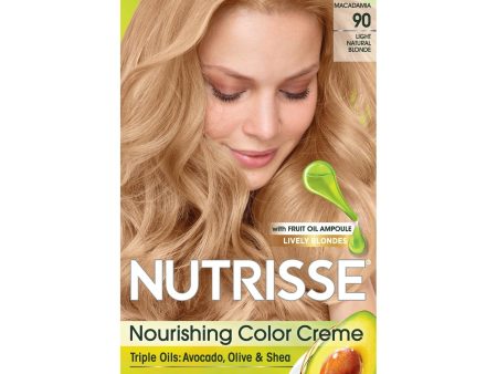 Garnier Nutrisse Nourishing Hair Color Creme, 90 Light Natural Blonde (Macadamia), 1 kit Supply