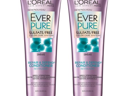 L Oreal Paris Hair Care EverPure Sulfate Free Repair and Defend Conditioner, with Goji 2 Count (8.5 Fl. Oz each) (Packaging May Vary) Discount