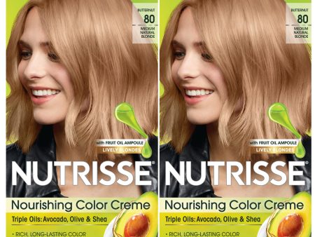 Garnier Nutrisse Nourishing Hair Color Creme, 80 Medium Natural Blonde (Butternut), 2 count Online Hot Sale