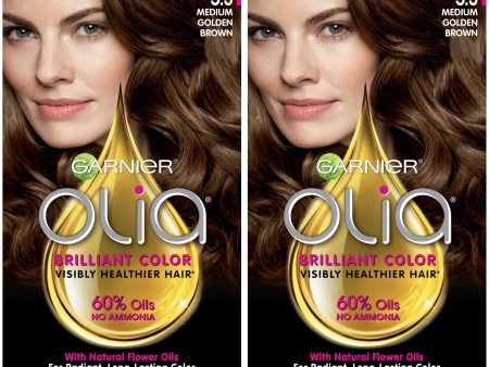 Garnier Olia Oil Powered Permanent Hair Color, 5.3 Medium Golden Brown, 2 count For Cheap