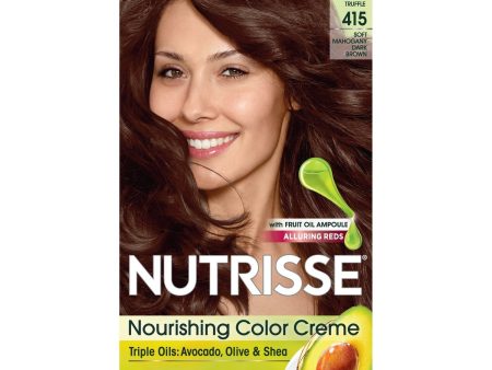 Garnier Nutrisse Nourishing Hair Color Creme, 415 Soft Mahogany Dark Brown (Raspberry Truffle), 1 kit on Sale