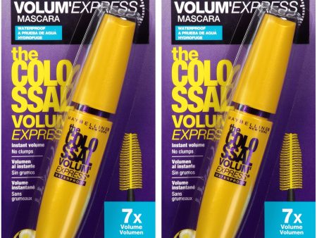 Maybelline Volum  Express The Colossal Waterproof Mascara, Volumizing, Glam Black, 2 count Supply