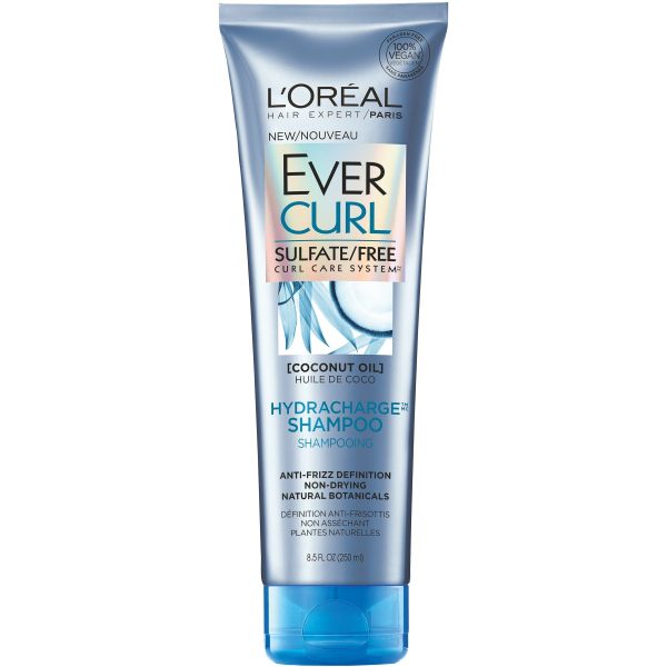 L Oreal Paris EverCurl Hydracharge Sulfate Free Shampoo, with Coconut Oil, 8.5 Fl. Oz (Packaging May Vary) Supply