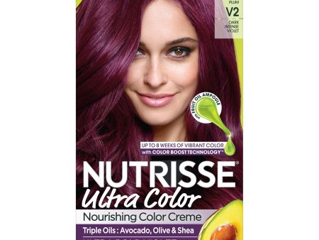 Garnier Nutrisse Ultra Color Nourishing Hair Color Creme, V2 Dark Intense Violet, 1 kit Online now