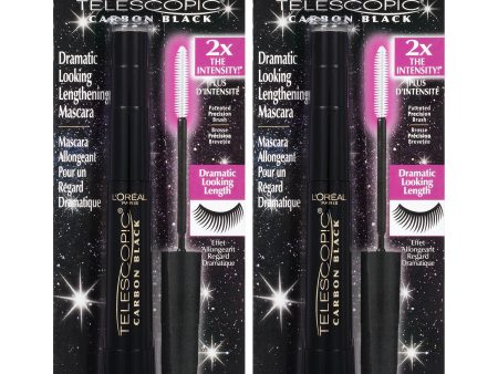 L Oreal Paris Telescopic Original Lengthening Mascara, Carbon Black, 2 count Hot on Sale