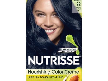 Garnier Nutrisse Nourishing Hair Color Creme, 22 Intense Blue Black, 1 kit Online Hot Sale