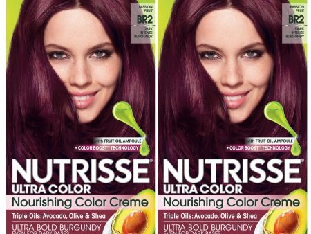 Garnier Nutrisse Ultra Color Nourishing Hair Color Creme, BR2 Dark Intense Burgundy, 2 count Fashion