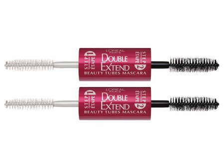 L Oreal Paris Double Extend Beauty Tubes Lengthening Mascara, Blackest Black, 2 count Fashion