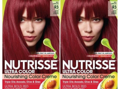 Garnier Nutrisse Ultra Color Nourishing Hair Color Creme, R3 Light Intense Auburn, 2 count Online Hot Sale