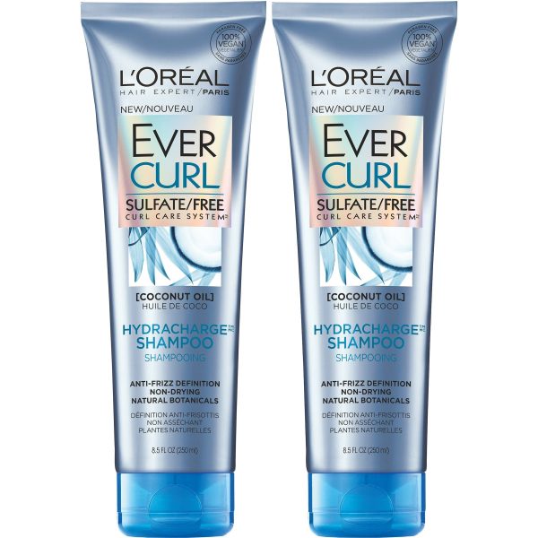 L Oreal Paris Hair Care EverCurl Hydracharge Shampoo Sulfate Free, with Coconut Oil, 2 Count (8.5 Fl. Oz each) (Packaging May Vary) Discount