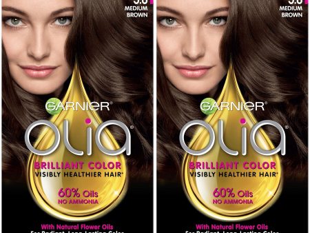 Garnier Olia Oil Powered Permanent Hair Color, 5.0 Medium Brown, 2 count For Sale