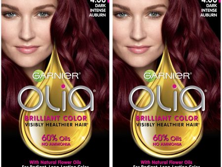 Garnier Olia Oil Powered Permanent Hair Color, 4.60 Dark Intense Auburn, 2 count Fashion