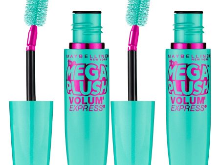 Maybelline Volum  Express The Mega Plush Washable Mascara, Blackest Black, 2 count Online now