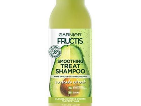 Garnier Fructis Smoothing Treat Shampoo, 98 Percent Naturally Derived Ingredients, Avocado, Nourish and Smooth for Frizzy Hair, 11.8 fl. oz. For Sale