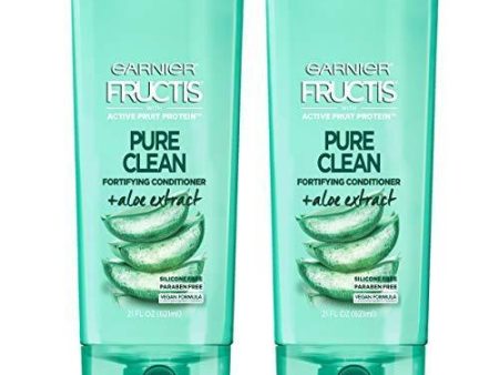 Garnier Hair Care Fructis Pure Clean Conditioner, Fortifying Conditioner, Made With Aloe and Vitamin E Extract, Vegan Formula, Paraben Free, 21 Fl Oz, 2 Count Online Hot Sale