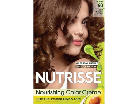 Garnier Nutrisse Nourishing Hair Color Creme, 60 Light Natural Brown (Acorn), 1 kit Online Hot Sale