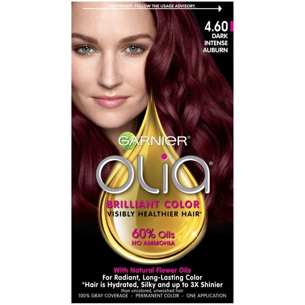 Garnier Olia Oil Powered Permanent Hair Color, 4.60 Dark Intense Auburn, 1 kit on Sale