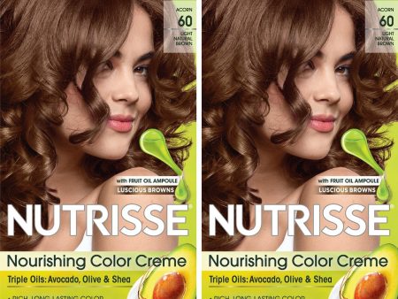 Garnier Nutrisse Nourishing Hair Color Creme, 60 Light Natural Brown (Acorn), 2 count Online Sale