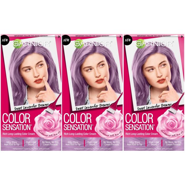 Garnier Color Sensation Hair Color Cream, 8.21 Sweet Lavender Dreams (Iridescent Purple), 3 count Online Sale