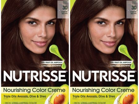 Garnier Nutrisse Nourishing Hair Color Creme, 30 Darkest Brown (Sweet Cola), 2 count Sale