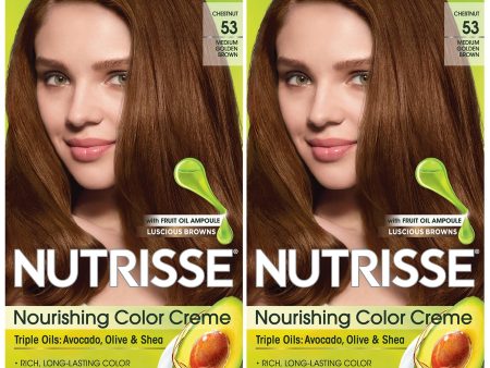 Garnier Nutrisse Nourishing Hair Color Creme, 53 Medium Golden Brown (Chestnut), 2 count Hot on Sale