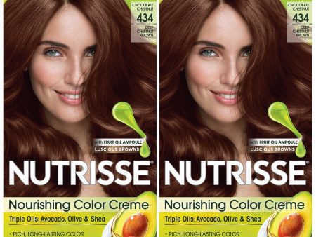 Garnier Nutrisse Nourishing Hair Color Creme, 434 Deep Chestnut Brown (Chocolate Chestnut), 2 count Supply